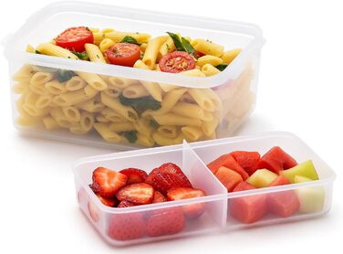 Пластикові контейнери для зберігання продуктів Lock & Lock набір з 3 предметів квадратні ланч-бокс з роздільником 1,4 л (3 x 1400 мл) прозорі