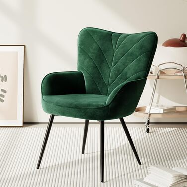 Крісло для вітальні COLAMY, оксамитове м&39яке крісло-реклайнер з високою спинкою, м&39яке комфортне крісло з дизайном відкидної спинки, крісло для відпочинку з дерев&39яними ніжками для вітальні, куточок для читання, зелений зелений 1