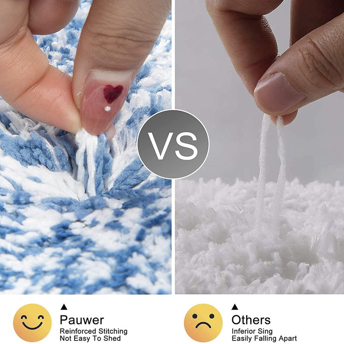 Комплект килимків для ванної кімнати Pauwer Soft, 3 предмети, вбираючі килимки для ванної з мікрофібри та килимок для туалету, пухнастий килимок для ванної, нековзний, килимок для туалету, що миється, з вирізом, синій, 45 x 65 45 x 120 U 50 x 60 см