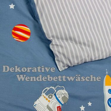 Дитяча постільна білизна 135x200 Постільна білизна для дітей хлопчиків з малюнком космонавта і ракети 100 бавовна 80x80см Наволочк