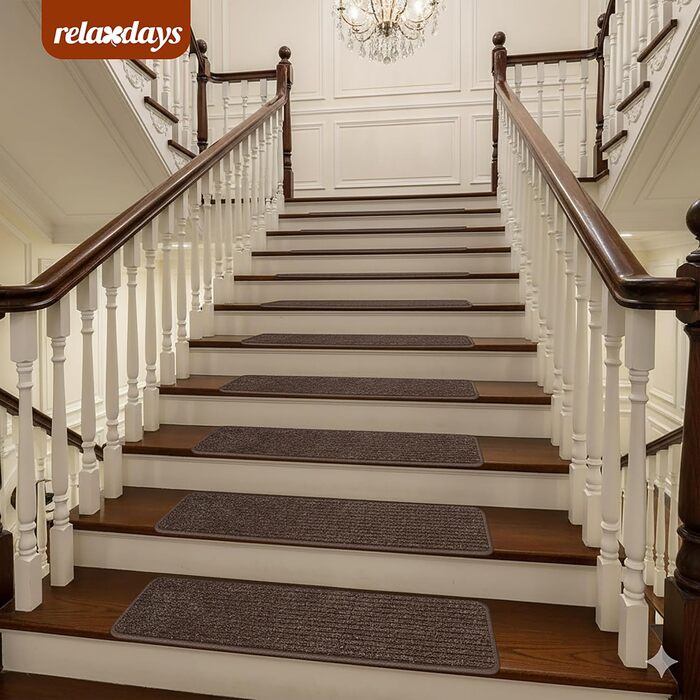 Сходинки Relaxdays, комплект з 16 шт. , прямокутні сходинки, 65 x 20 см, самоклеючі килимки для сходів, бежевий колір