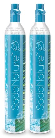 Преміальний 60-літровий циліндр CO2 для SodaStream (крім QC), Aarke тощо Нові та вперше заповнені в Німеччині Натуральна вугільна кислота для 2 шт. 60л TV до 2032 року 425 г, 2 шт.