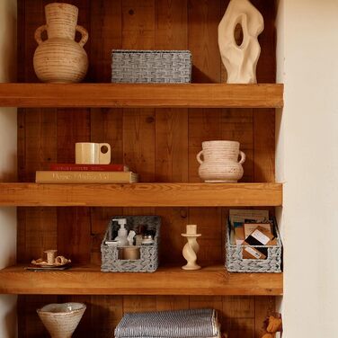 Кошик для зберігання GRANNY SAYS з кришкою, набір із 3 декоративних кошиків для зберігання, плетений кошик з ручками, великий сірий плетений кошик, міцний кошик з полицями для ванної кімнати, вітальні, кухні