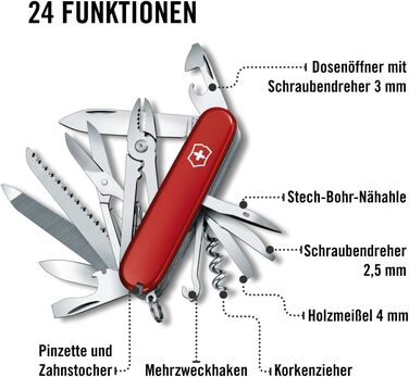 Швейцарський армійський ніж Victorinox Handyman, мультиінструмент, 24 функції, лезо, штопор, консервний ніж (один)