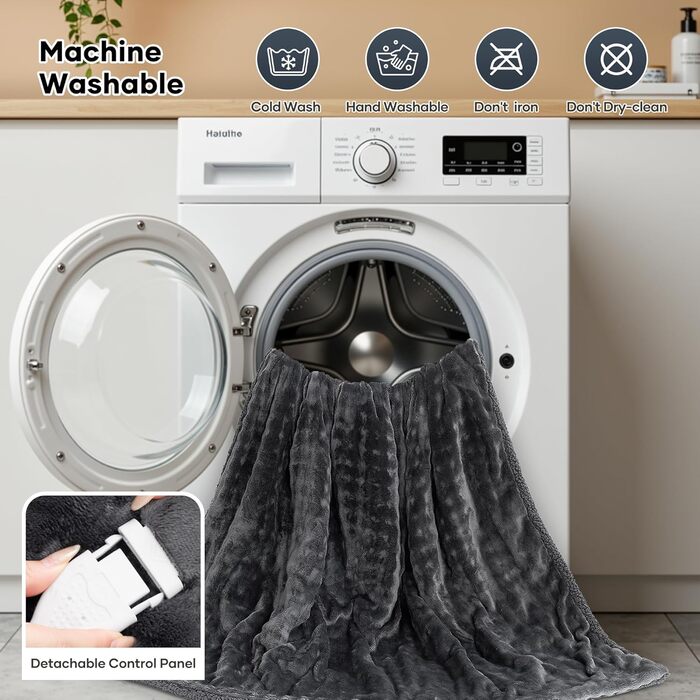 Електрична ковдра з підігрівом 150x200 см, підкладка з 3D-бульбашкової фланелі та шерпи, 6 налаштувань температури, таймер 1-10 годин, двостороння електрична ковдра для ліжка, дивана, офісу, можна прати в пральній машині, ідея для подарунка, сірий