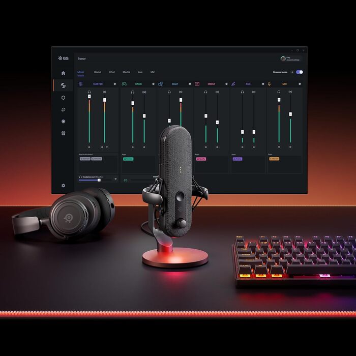 Мікрофон SteelSeries Alias USB для ПК - в 3 рази більша капсула для ігор, потокового мовлення та подкастингу - шумозаглушення зі ш