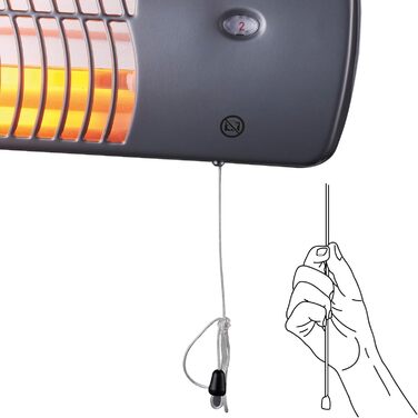 Інфрачервоний обігрівач MAUK з кварцовими трубками, 2 режими нагріву - 1200 Вт Плоский обігрівач з настінним кріпленням, шнуром та регульованим кутом нахилу