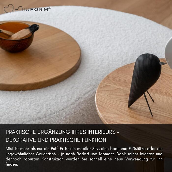 Пуф-табурет MIUFORM Пуф-сидіння MIUF Пуф для ніг, пуф, м&39який табурет для вітальні, спальні, коридору, гардеробної 68 x 64 x 36 см Тканина букле (бежевий)