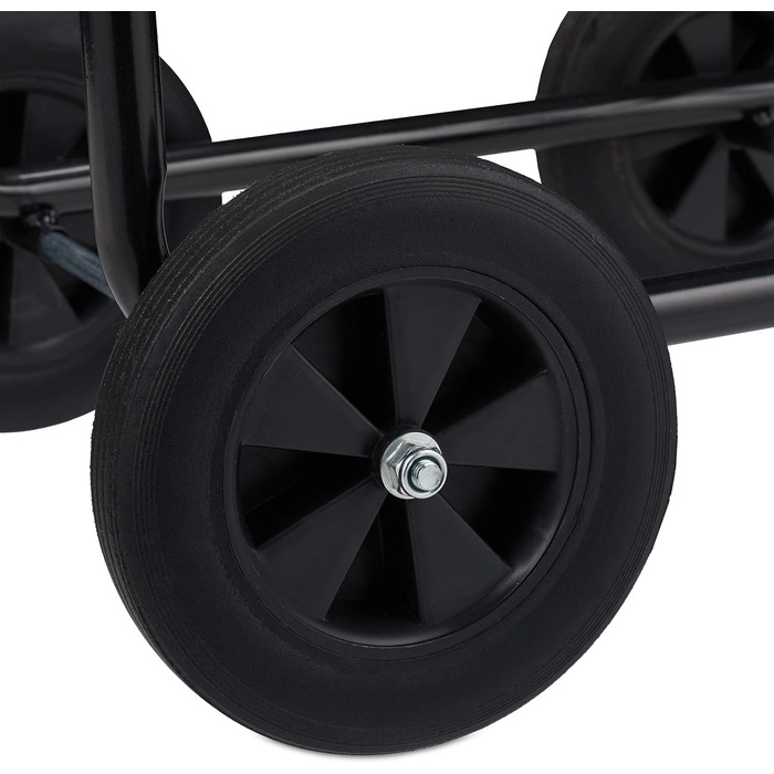 Шлангбарабан Relaxdays металевий, 4 колеса, XL, з ручкою, для 60м шланга, HBT 81 x 48 x 80 см, чорний