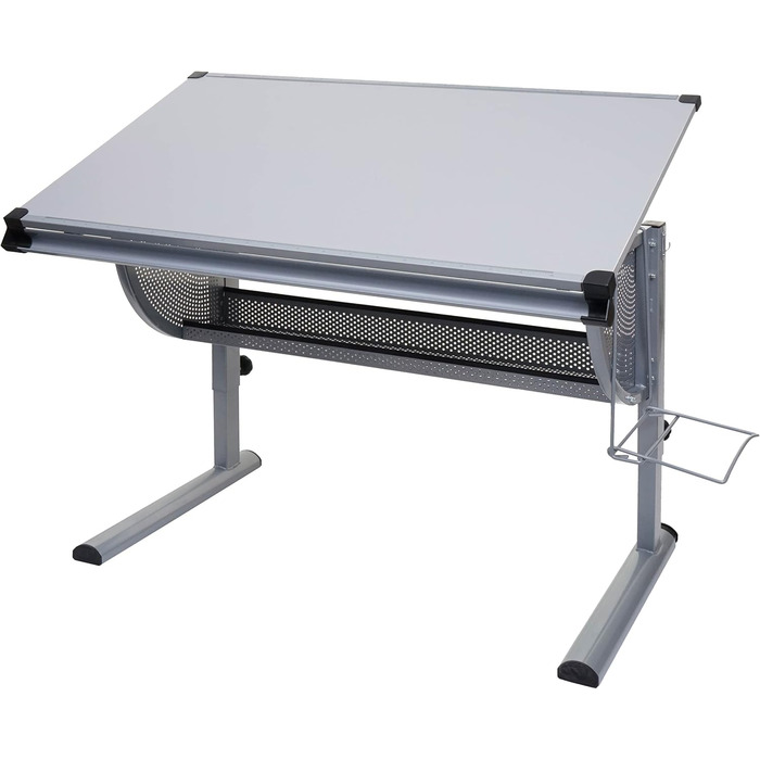 Стіл Mendler дитячий/молодіжний шкільний шкільний стіл офісний стіл Оксфорд, регульований по висоті, з можливістю нахилу - сірий