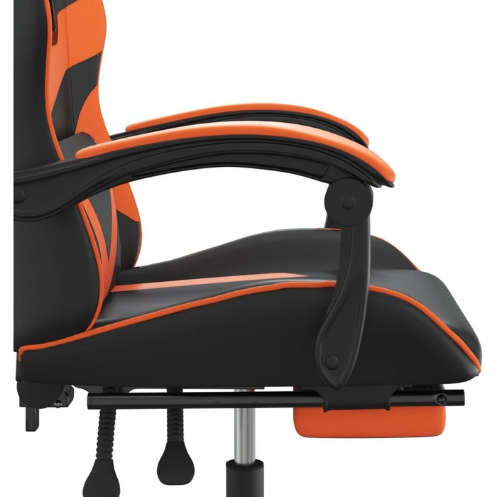 Офісне обертове крісло, ігрове крісло з підставкою для ніг та регульованою спинкою з чорно-помаранчевої штучної шкіри, офісні меблі