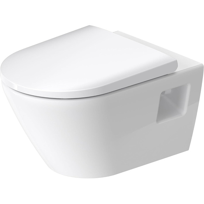 Набір для унітазу Duravit D-Neo, підвісний унітаз, сидіння з м'яким механізмом закриття, унітаз з відкритим обідком для змиву, знімна кришка унітазу, білий