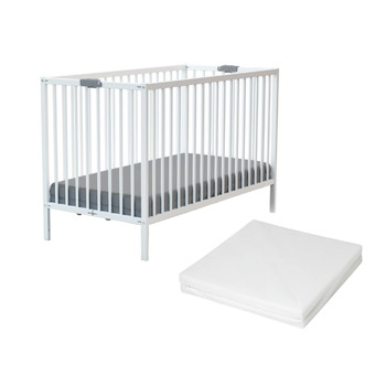 Складане дерев&39яне дитяче ліжко 60x120 см з матрацом Біле FLEX Складане дитяче ліжко 3 рівні регулювання висоти Компактне Портативне Складане Економія місця