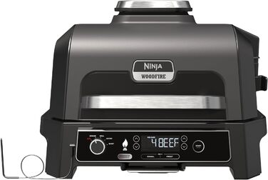 Електричний гриль Ninja Woodfire Pro XL багатофункціональний вуличний гриль 4-в-1 з регульованою підставкою та допоміжним столом