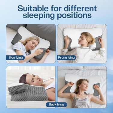 Подушка для шиї з піни з ефектом пам&39яті - Ергономічна подушка від болю в шиї та плечах - Ортопедична подушка для сну на боці, спині та животі