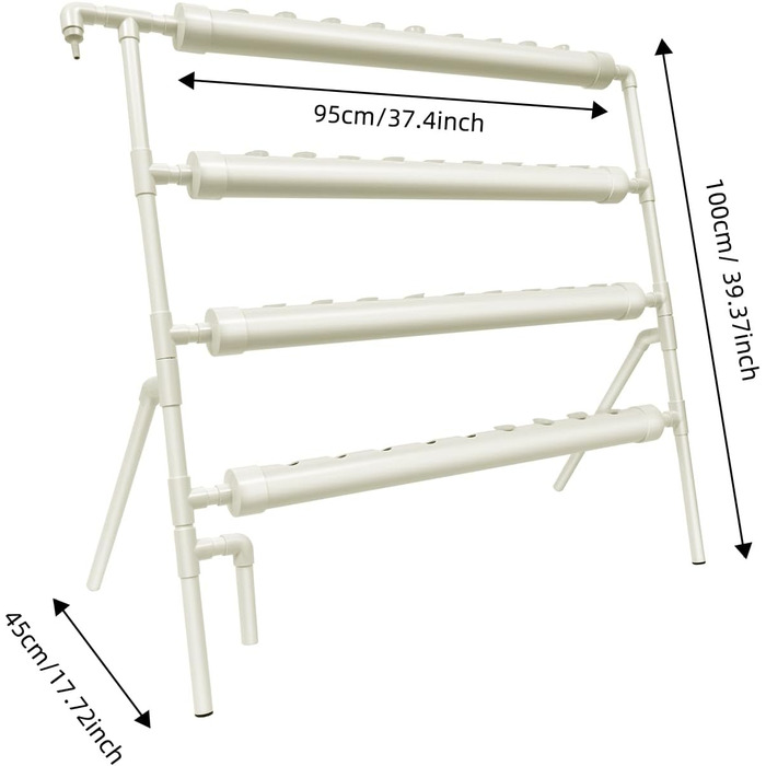 Яруси, 36 отворів, плантатор із труб ПВХ, з водяним насосом, система гідропонного вирощування, білий, 4