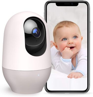 З камерою, Babyphone з камерою та мобільним додатком, 1080P HD Night Vision, AI Tracking, Intercom Function, Compatible with Alexa