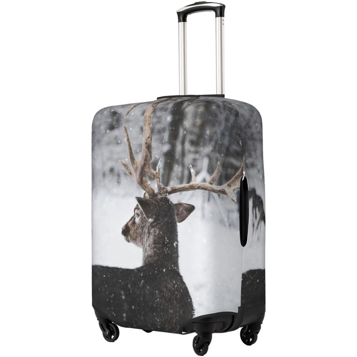 Чохол для валізи Засніжений Олень, еластичний захист від подряпин та пилу, чорний, розмір 90