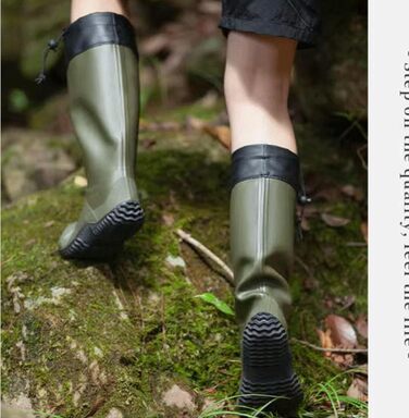 Жіночі та чоловічі складні високі гумові чоботи Lvptsh, складні водонепроникні садові чоботи з довгим халявою, гумове взуття, садове взуття, веллінгтони, зелені, розмір 40/41 EU