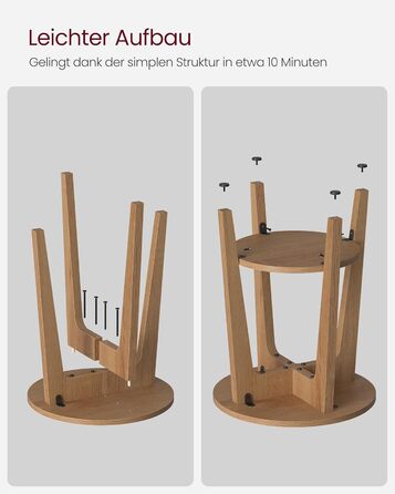 Журнальний столик VASAGLE, маленький круглий столик для вітальні, тумбочка для невеликих приміщень, з полицею, сучасний стиль, медово-коричневий LET283T41 Коричневий (Marrn Miel)