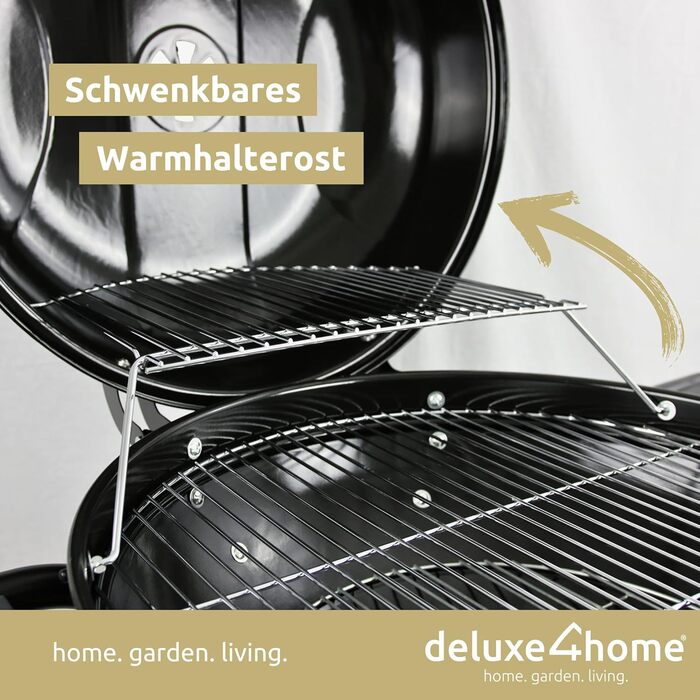 Чайник-барбекю Ø55 см з полицею I Пересувний візок для барбекю з кришкою I Решітка для барбекю на вугіллі, круглий мангал для грил