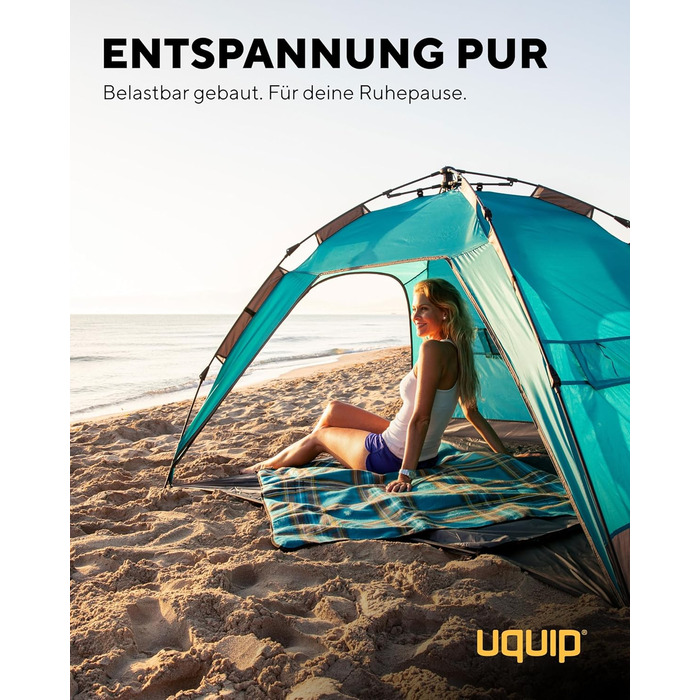 Пляжний намет Uquip Buzzy Boulder 150 x 110 x 215 см Пляжний намет UPF 50 для захисту від сонця, вітру та дощу Портативний пляжний намет із системою швидкого складання Ідеально підходить для пляжу, кемпінгу та пікніків