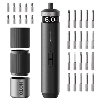 Електричний Шуруповерт з Інтелектуальним Дисплеєм, 6 Режимів Моменту (0.5-6 Нм), Набір Біт 1/4 (30 шт.), Акумулятор 2000 мАг, USB-C, для Електроніки та Домашнього Ремонту