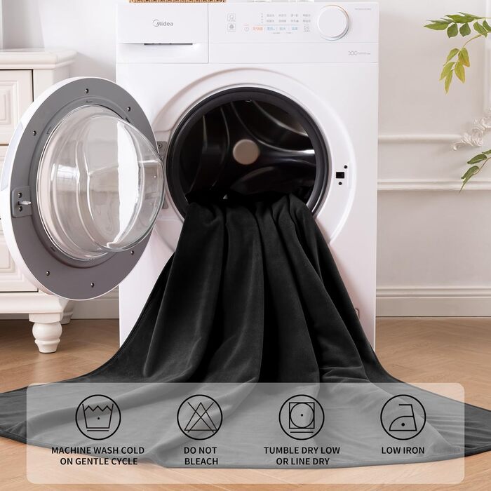 Водонепроникна ковдра QIYI для ліжка, дивана, кушетки, двостороння, флісова ковдра, яку можна прати, для захисту меблів та матраців для пар, собак та котів, 102x153 см, чорна/світло-сіра