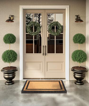 Килимок для дверей Villeroy & Boch 1856 Coconut для внутрішнього та захищеного зовнішнього використання - нековзний брудозатримуючий килимок, натуральний кокосовий килимок з рамкою, стійкий до атмосферних впливів для коридору, тераси, вхідної зони - 50x80