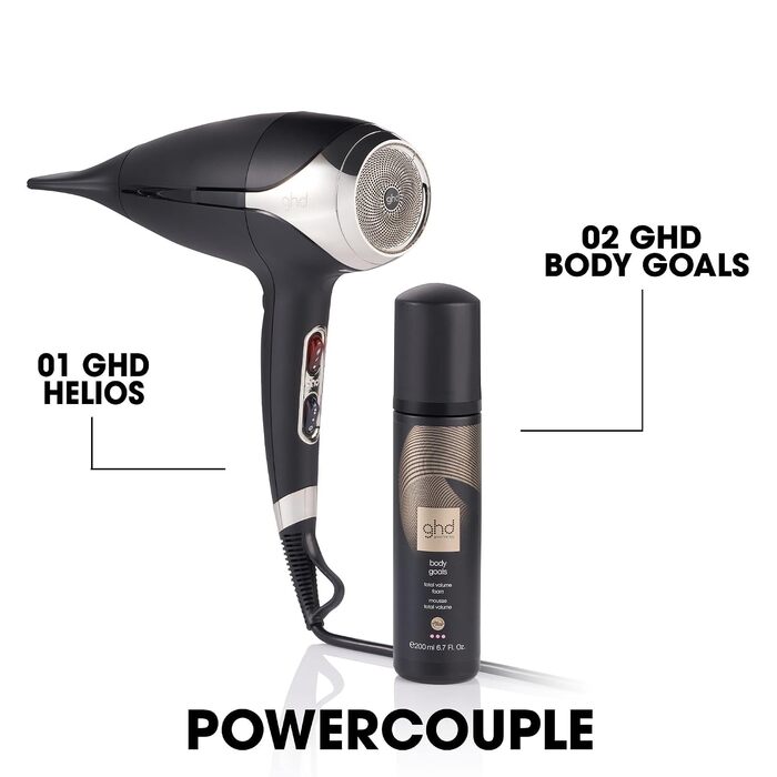Фен ghd helios швидке сушіння, низький рівень шуму та легка вага, стайлінг Blowout, колір Negro