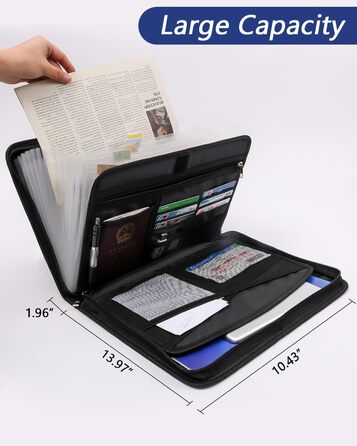 Папка для документів формату А4, вогнетривка коробка для документів, водонепроникна сумка для документів з 13 відділеннями та кількома кишенями для офісу, дому, школи, сумка на блискавці для документів та цінностей