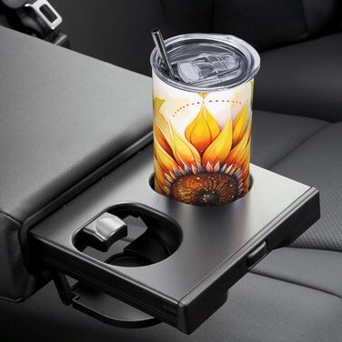 Кухоль з прямою трубочкою, 590 мл, жовтий соняшник, друкований олією, дорожній кухоль, підходить для кемпінгу, офісу та дому