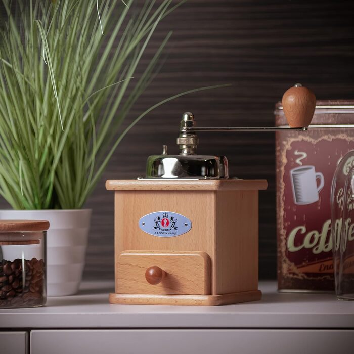 Ручна кавомолка Zassenhaus BRASILIA натуральний бук 12 x 12,5 x 20 см для помелу кавових зерен безступінчасте регулювання помелу з