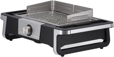 Електричний гриль для внутрішнього та зовнішнього використання, настільний гриль зі швидким запуском гриля до 500 C, балконний гриль з поверхнею SafeTouch, нержавіюча сталь/чорний, настільний гриль PG 8113 з поворотним керуванням Одинарний