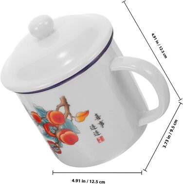 Емальована кружка Ciieeo Vintage Coffee Cup з кришкою, товстостінна емальована кружка для пиття, портативна чашка для води на відкритому повітрі для кемпінгу, офісу та дому