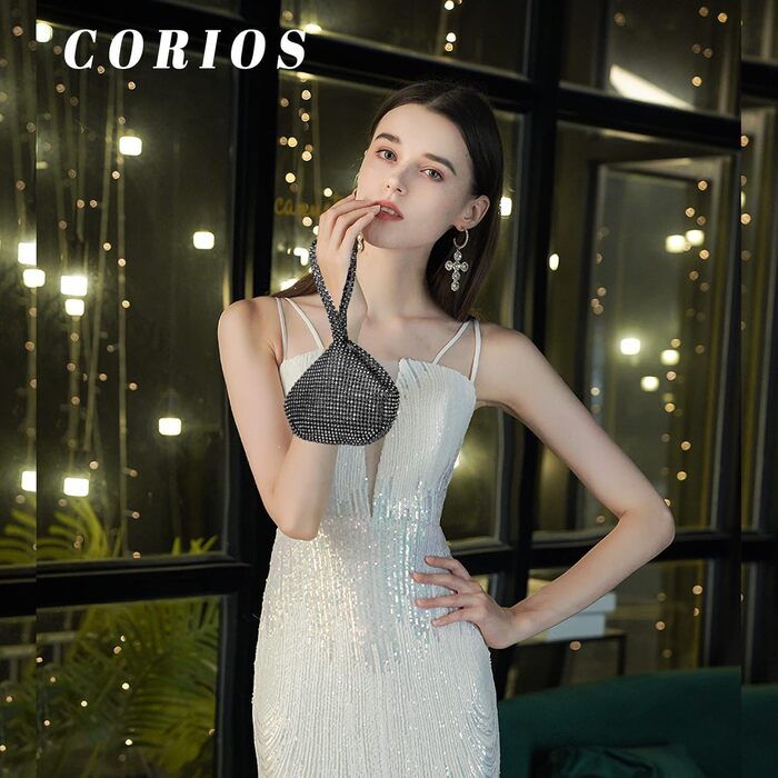 Елегантна вечірня сумочка-клатч зі стразами для жінок. Маленька сумка на ланцюжку/ручку, ідеальна для вечірок, банкетів, випускних та особливих подій. Чорний колір.