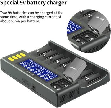 Зарядний пристрій для акумуляторів 18650, LiitoKala LII-S8 8-секційний зарядний пристрій 9V з РК-дисплеєм, зарядний пристрій для Li-Ion LiFePO4 NI-MH NI-Cd AA AAA C 21700 26650 13650 16340 18700 RCR123