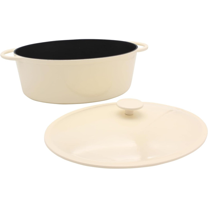 Чавунна сковорода Karl Krger овальна Savanna, кремовий/чорний, 34 см