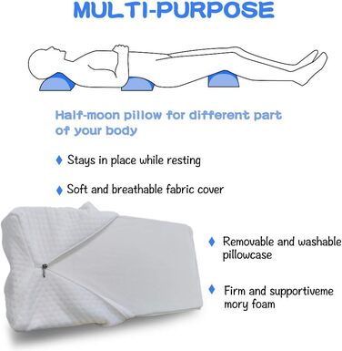 Напівкругла подушка для ніг ZoneYan, ергономічна подушка для ніг з губкою, подушка для ніг на столі, подушка для підтримки ніг, для колін, ніг, стегон, спини, полегшення болю в стопах, для подорожей додому та офісу