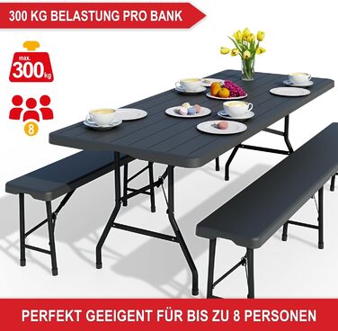 Набір для пивного саду з дерев&39яним виглядом на 8 осіб 3 предмети стіл з 2 лавками в комплекті набір пивних столів виготовлений з міцного пластику складаний ручка для перенесення 180 x 74 x 74 см