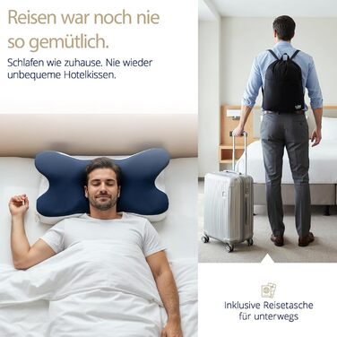 Подушка для шиї Home Vibez з піни з ефектом пам&39яті, полегшує біль у шиї та плечах, ергономічний дизайн, ортопедична подушка для шиї з охолоджувальним чохлом для всіх положень сну, включаючи дорожню сумку