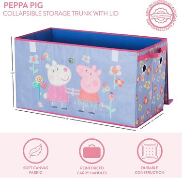 Футляр для зберігання Idea Nuova Peppa Pig, розбірний, міцний, з м'якою кришкою, 72.4 x 36.8 x 40.6 см Свинка Пеппа / Фіолетовий