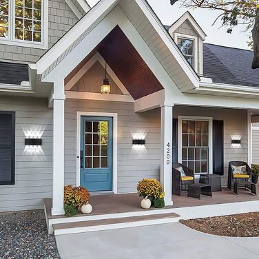 Сучасний внутрішній настінний аплікаційний світлодіодний зовнішній водонепроникний алюмінієвий 18 Вт зовнішній світильник, що застосовується для вітальні, спальні, коридору, сходів, холодного білого 6000K 16 Вт-2 шт. холодного білого, 2 шт.