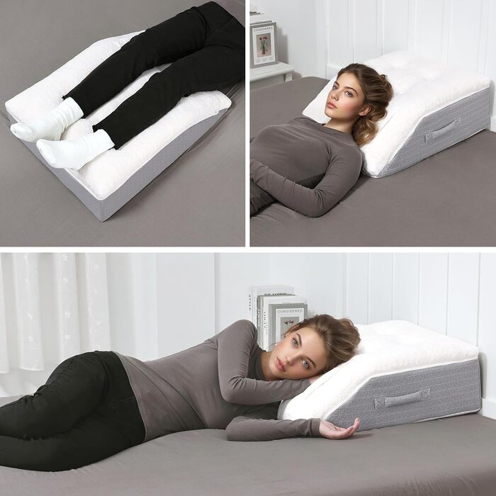 Подушка для підняття ніг HAVARGO з піни з ефектом пам&39яті, подушка для ніг для полегшення, позиціонуюча подушка зі знімним чохлом, двошарова подушка для ніг для сну