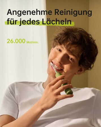 Електрична звукова зубна щітка з осциляціями та вібрацією для дорослих з додатком, 2 насадки (Зелена), (в упаковці)