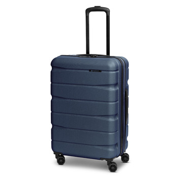 Валіза Franky для чоловіків та жінок Середній візок 44,5 x 28 x 66 см виготовлена з високоякісного, ударостійкого ABS-матеріалу Розсувна та телескопічна ручка Серія Munich 4.0 темно-синього кольору, матовий колір, 66 см