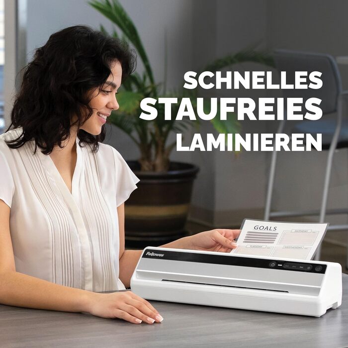 Ламінатор Fellowes Saturn A4 для офісу InstaHeat, час прогріву 60 секунд, усунення застрягання, автоматичне вимкнення для ламінату 80/100/125 мікрон включає 10 ламінаторів для дому та офісу (один)