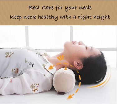 Фірмова довга подушка для шиї, що знеболює за допомогою круглої спини, циліндрична подушка для підтримки шиї, регульована подушка для сну з наволочкою, яку можна прати в пральній машині, 52x13 см, бежевий