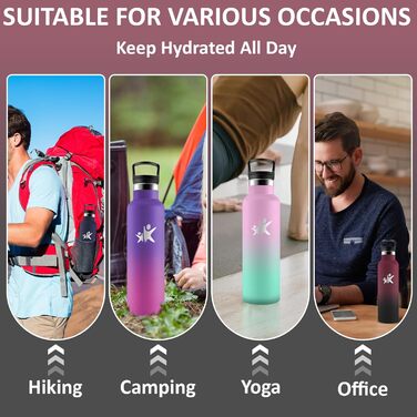 Пляшка для води з нержавіючої сталі, термос 750 мл, без BPA, ізольована пляшка з трубочкою, двостінна ізольована пляшка, герметична спортивна пляшка для води, для походів, фітнесу, йоги, кемпінгу, Rojo-negro 750 мл