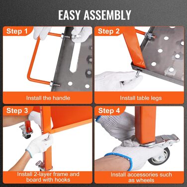 Мобільний зварювальний стіл VEVOR 91,4x45,7 см, зварювальний верстак, вантажопідйомність 544 кг, перфорований стіл, 94 отвори ( 1,6 см), верстат з вуглецевої сталі, зварювальний візок з колесами, 4 слоти для інструментів